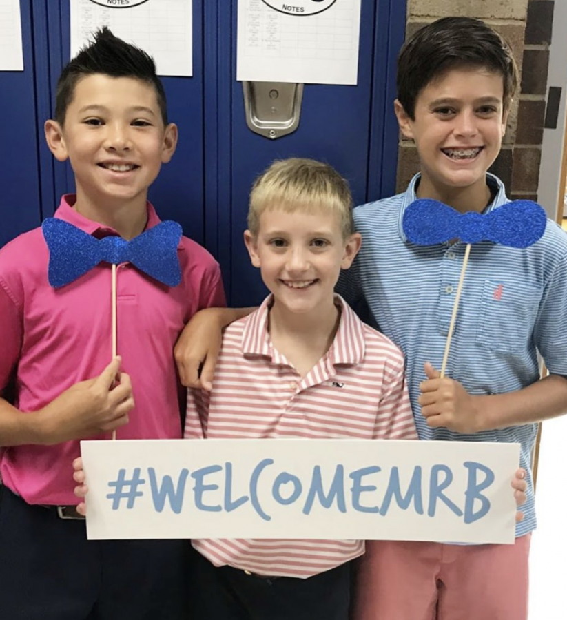 Middle School students welcome Mr. B. on the first day of school. Props for everyone and hashtag #welcomemrb