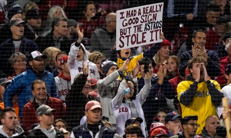 Red Sox fans boo the Astros during a 2021 game between the two teams. (Photo by USA Today Sports)
