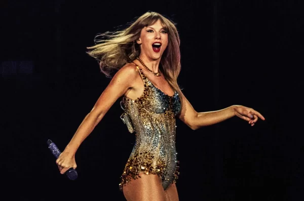 Taylor sings enthusiastically during her Eras Tour Lover setlist in Caliornia on August 7th, 2023. Photo courtesy of Billboard.