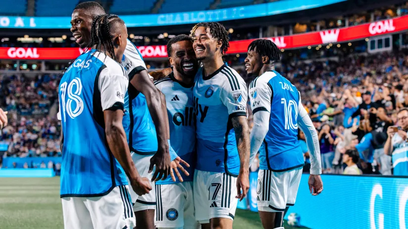 Charlotte FC celebrating after scoring vs Inter Miami (Charlotte FC)