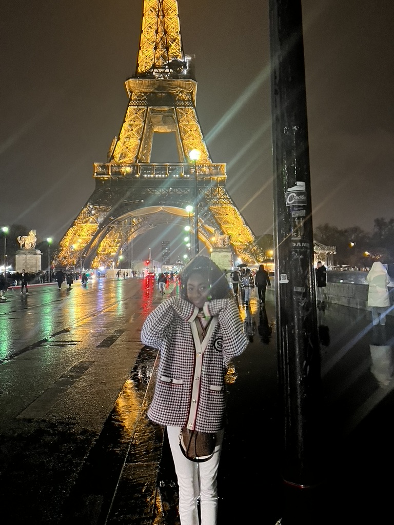 Me at the Effiel Tower, which I always visit the first night when I'm in Paris!
